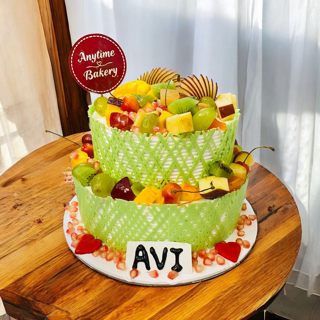 Fresh Delight Double-Tier Fruit Cake
