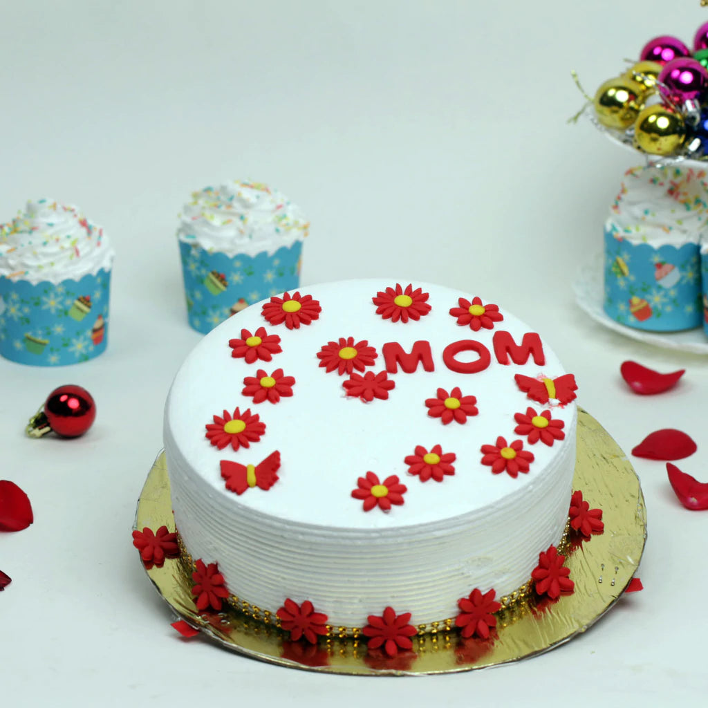 White & Red Flower Cake
