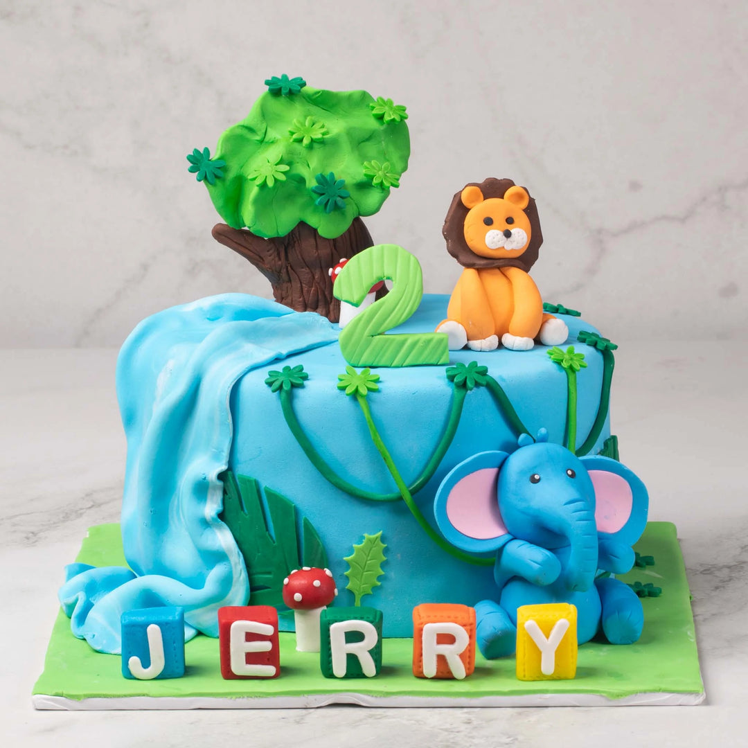 Blue Jungle Themed Cake