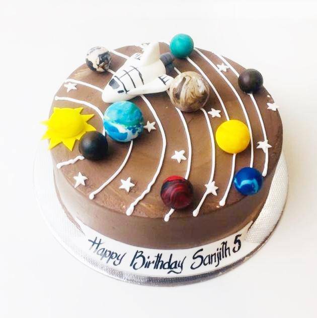 Fondant Stars Planets Cake
