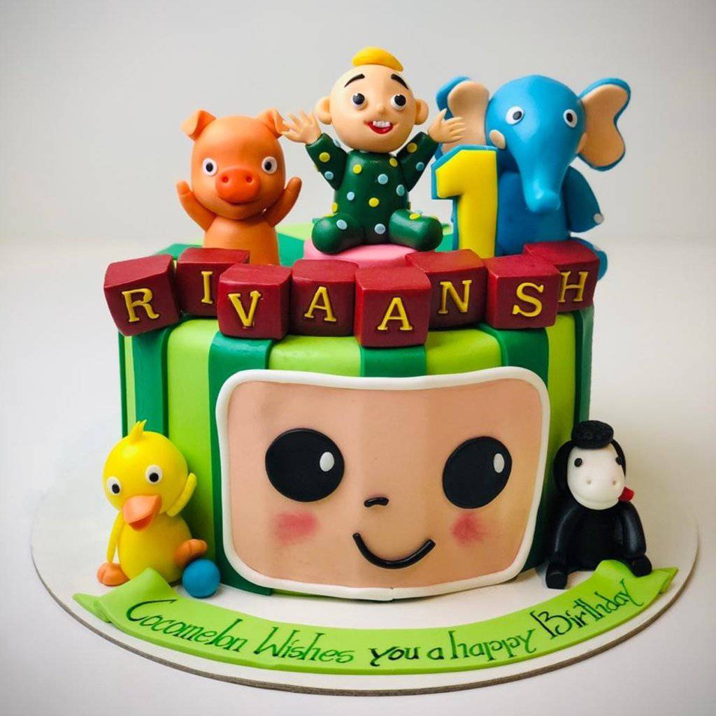 Green Cocomelon Theme Cake