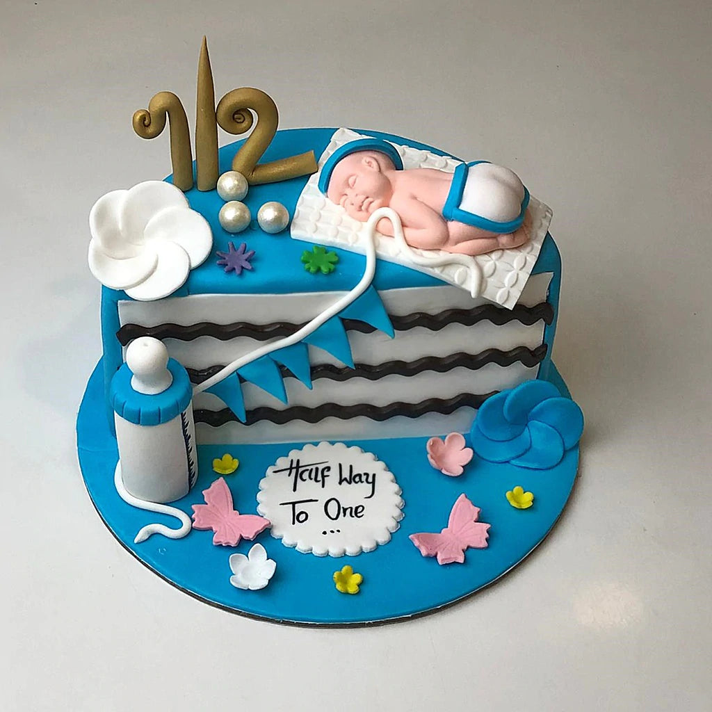 Little Blue Half Birthday Cake