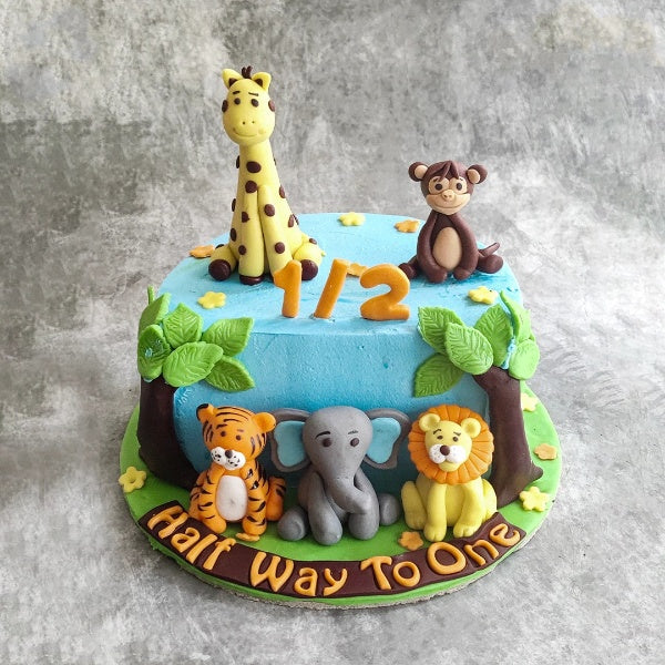 Jungle Animals Half Cake
