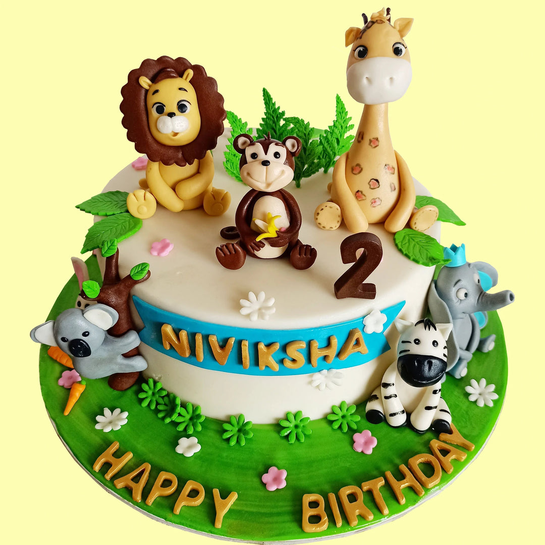 Jungle Animals Party Theme Cake