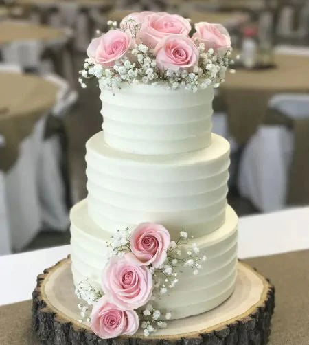 Three Tier celebrations Pink Rose Cake