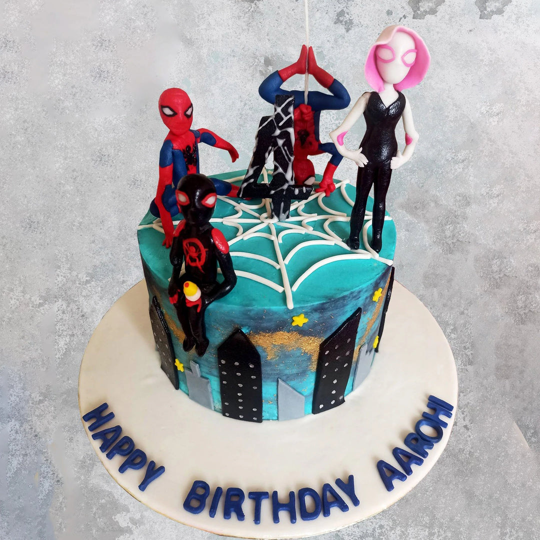 Spider Verse Superhero Cake